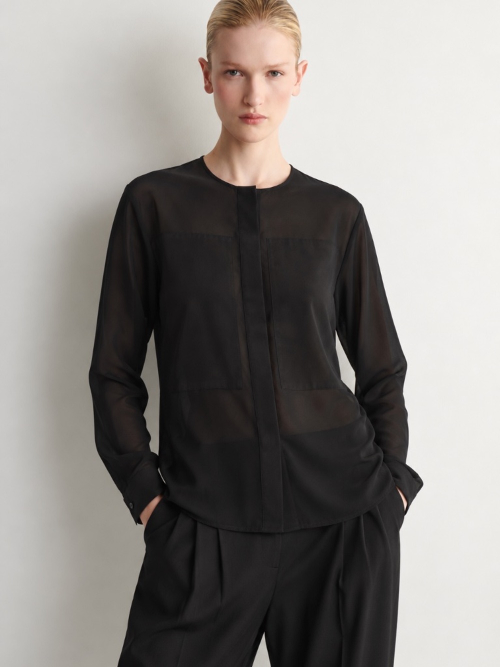 COS Black Silk Blouse – Size 12